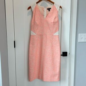 NWOT J. Crew Pink White Tweed Eyelet Work Cocktail Shift Dress - M 8